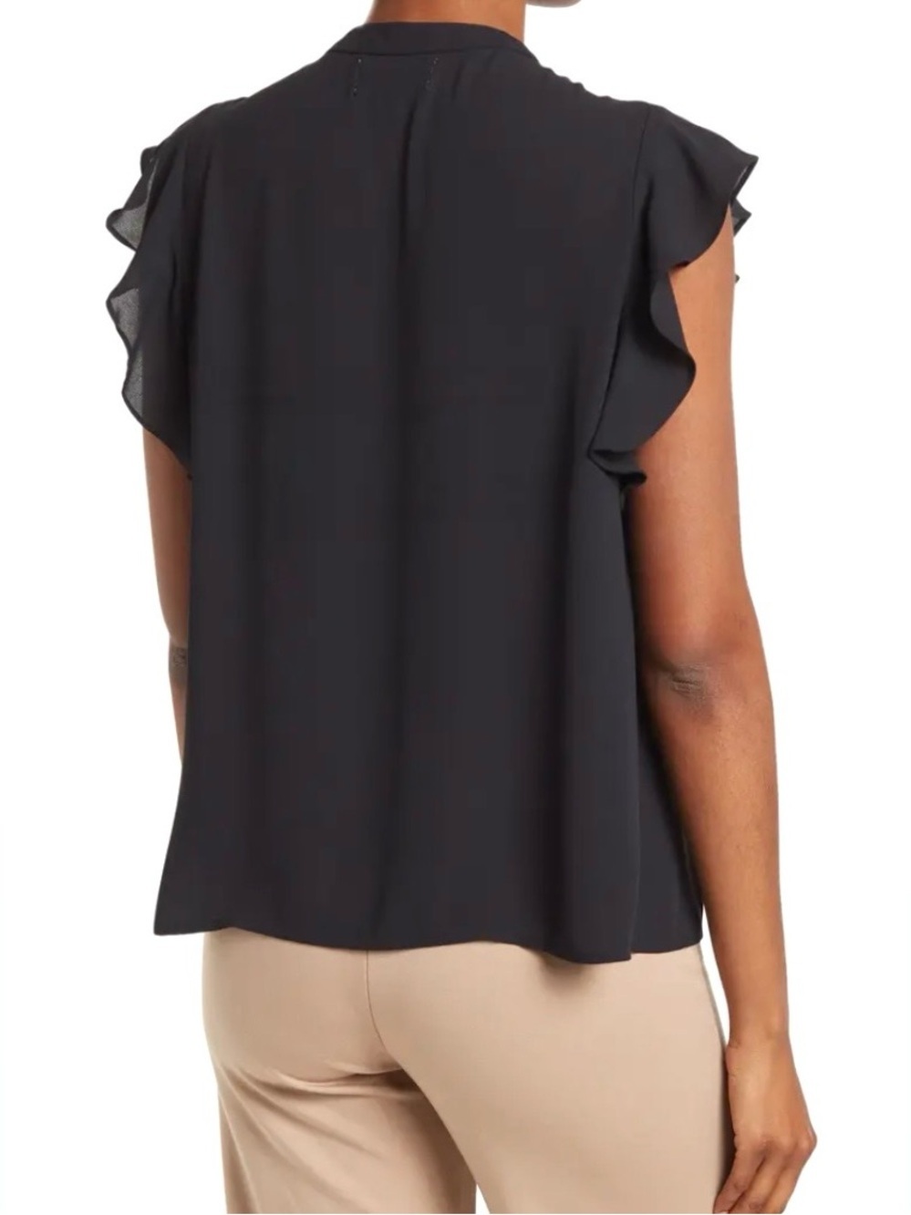 NEW Nordstrom Rack Ruffle Sleeve Tie-Neck Top - Picture 3 of 5